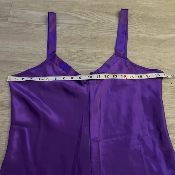 Vintage Purple satin slip sleep dress large - Picture 4 of 8